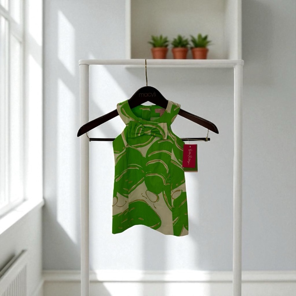 Lilly Pulitzer Green and White Kids Dress